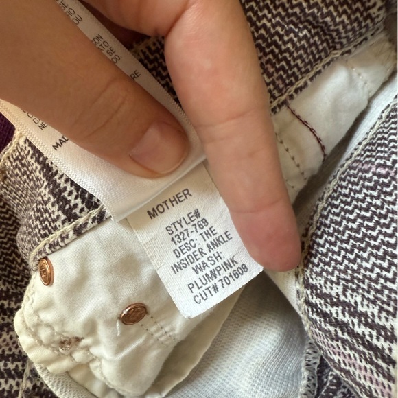 MOTHER The Insider Ankle Pants Size 28 Plaid Plum - Picture 10 of 12